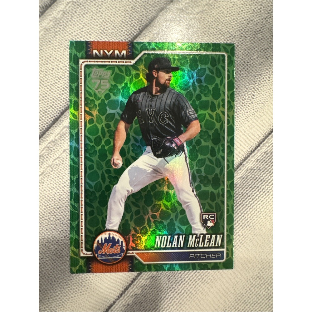 Topps Series 1 2026 Nolan McLean Mets Green Rookie Parallel #214 Baseball Card